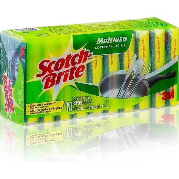 Esponja Lava Louças Pacote Com 10 Multiuso Scotch Brite 3m