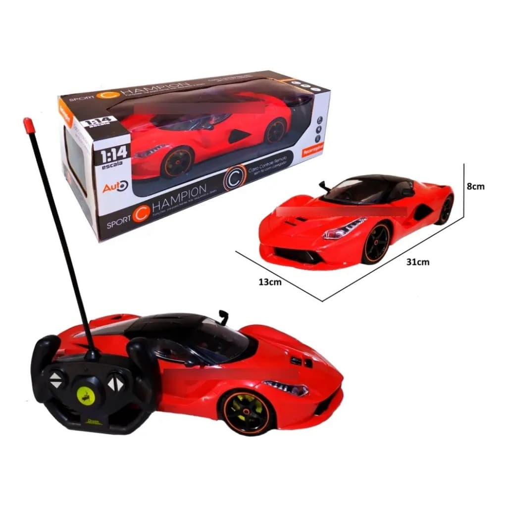 Carro de Controle Remoto Esportivo Estilo Ferrari Vermelho Sem Fio Recarregável USB DMT4327