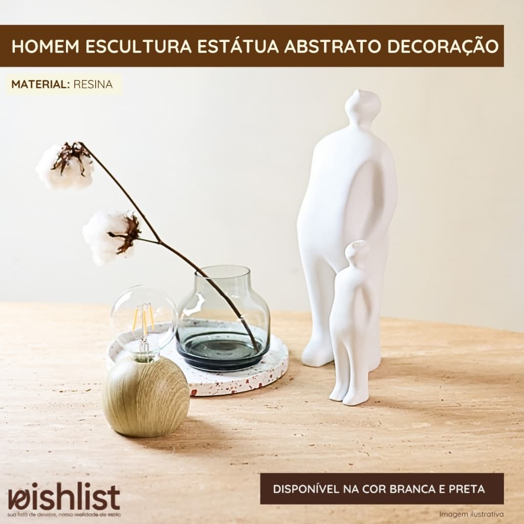 Homem Escultura Estatua Abstrato Decoracao Resina