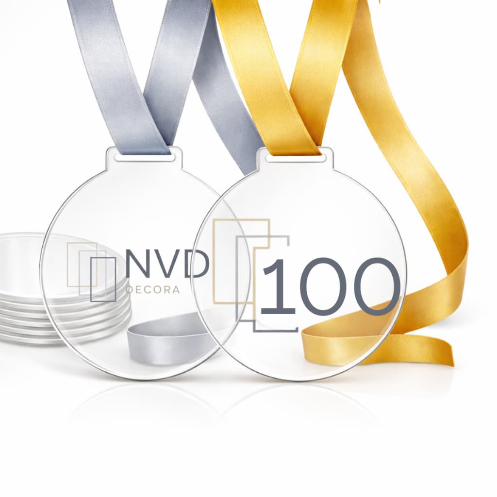 Kit 100 Medalhas Acrílico Cristal Transparente 2mm 5cm Premiação Para Campeonato