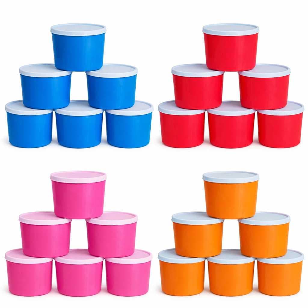 Kit 06 Potes Marmita 1000ml Pote Plástico com tampaTapoer Fitness Freezer Armazenamento Alimentos