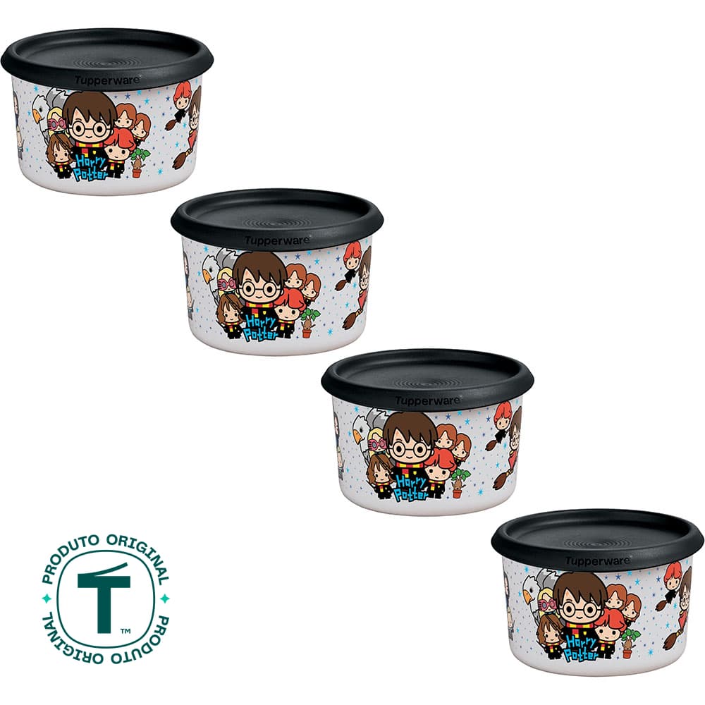 Kit 4 Potes Tupperware Mini Instantânea Mágica Harry Potter Colorido 575ml