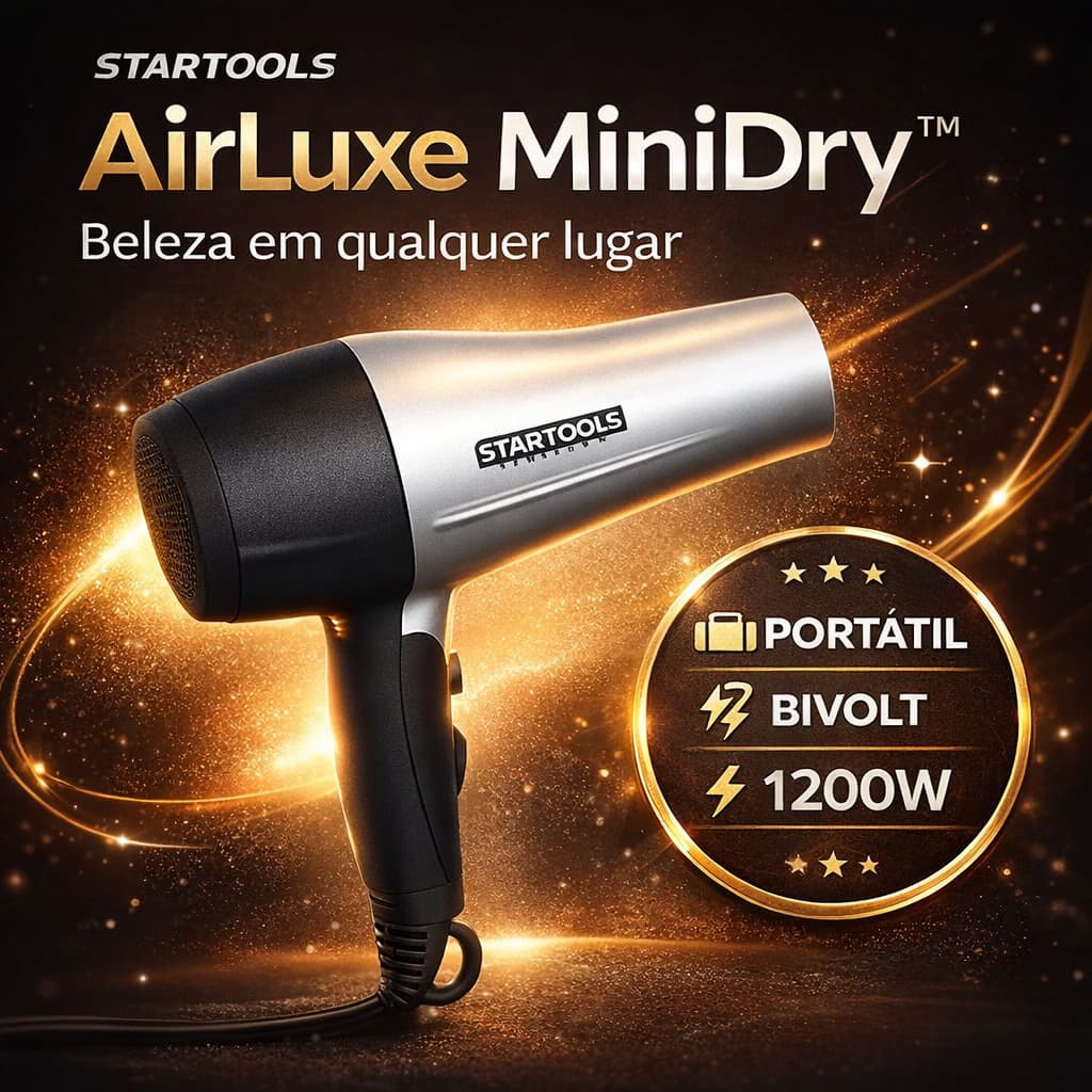 Secador Cabelo Portatil Compacto para Viajens Leve Profissional 1200W Bivolt Cinza