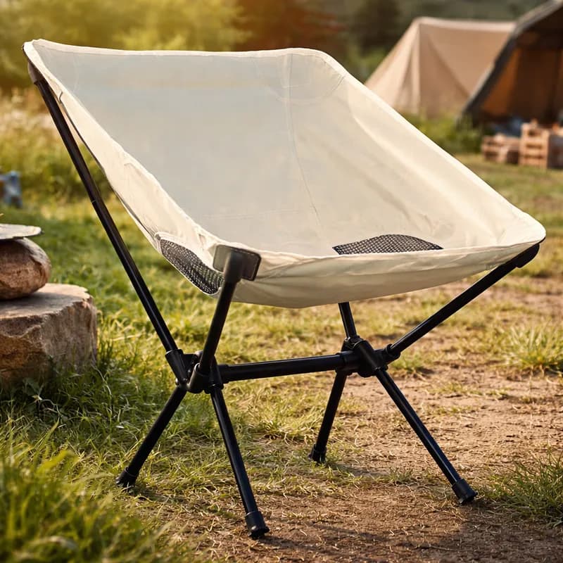 Cadeira Dobravel Fácil De Montar Banco Portátil Camping Com Bolsa Para Até 100kg - Branca