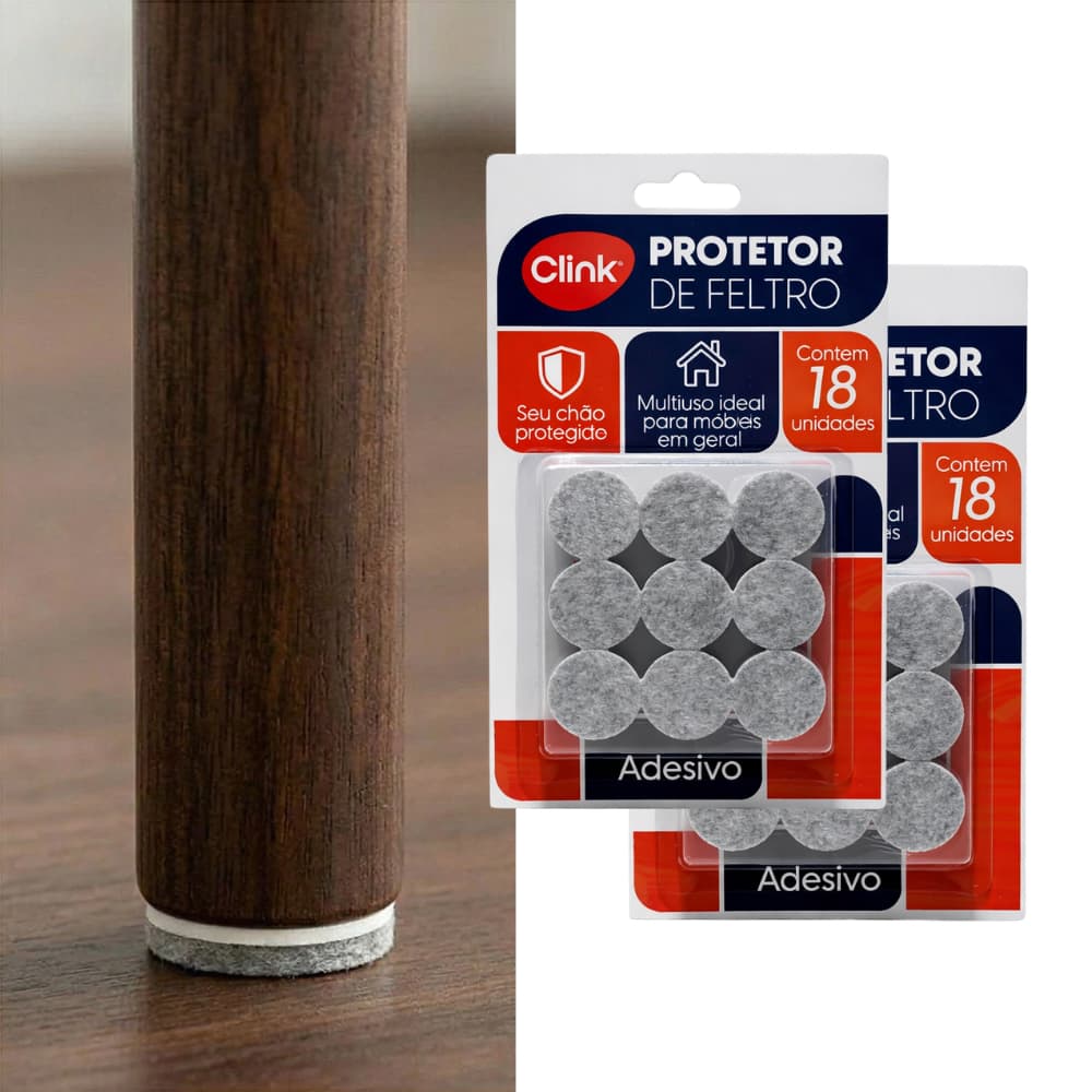 Protetor de Feltro 3cm x 5mm Redondo Adesivo 36 Peças Risco Ruídos Pisos Pé Cadeiras Mesas Móveis