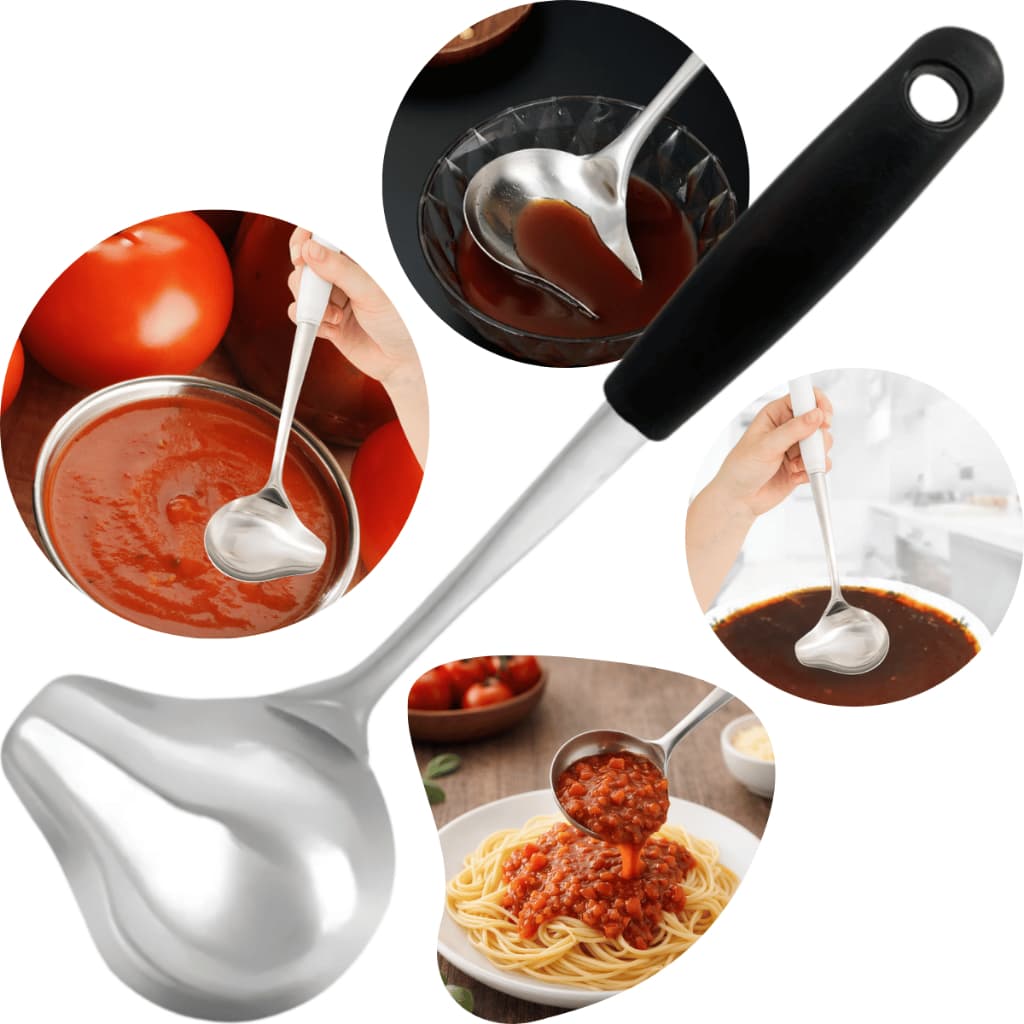 Concha Molho Inox Bico Lateral Cabo Longo Servir Caldas Porções Cozinha Gourmet Doméstica