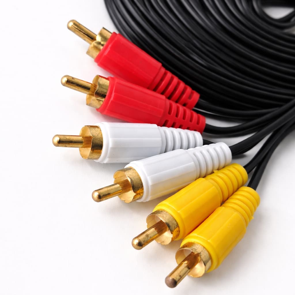 Cabo 3 RCA x 3 RCA Áudio e Vídeo AV 5 Metros TV DVD Video Game EXBOM