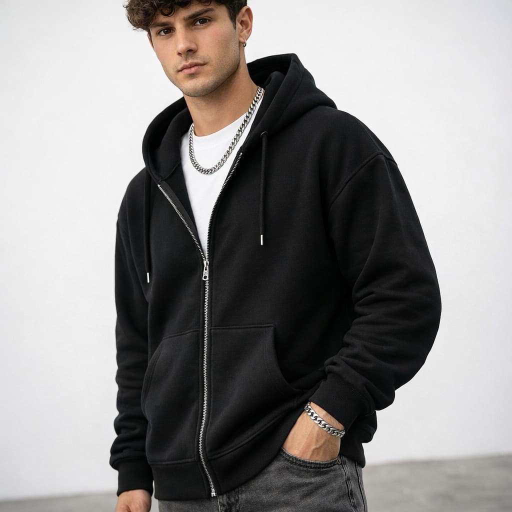 aqueta Blusa Moletom Masculina com Zíper Flanelado Quentinho  Inverno