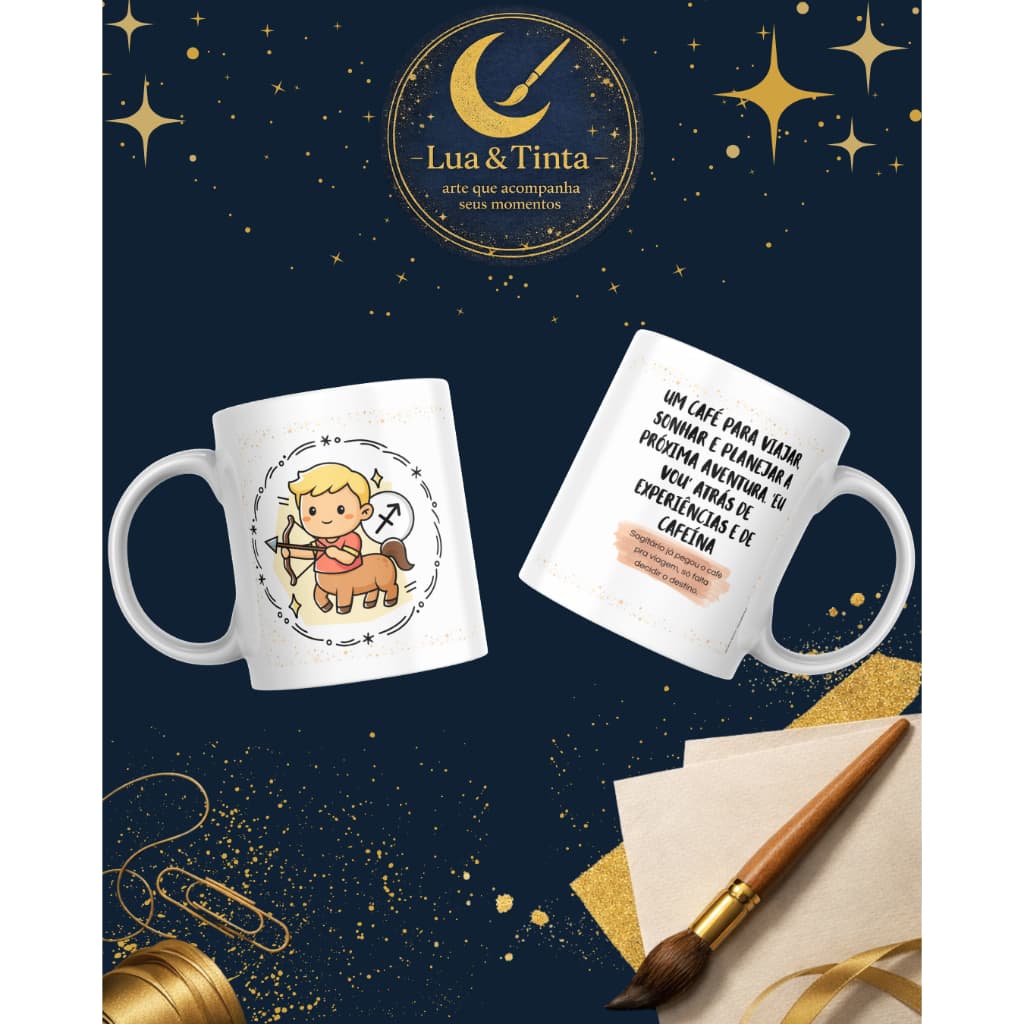 Caneca Signo Sagitário ♐ Presente Criativo Astrologia Estética 325ml
