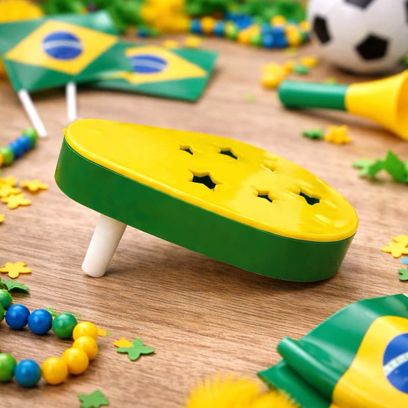 Instrumento Musical Infantil Rítmico Giratório Colorido Verde Amarelo Brinquedo