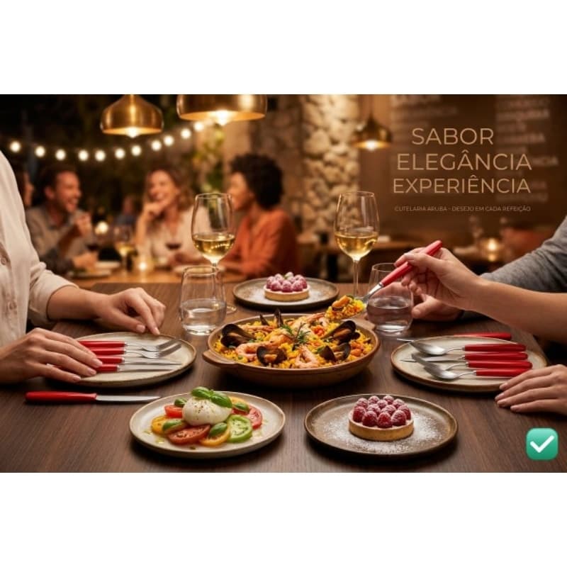 Conjunto Talheres Inox Vermelho Estojo Vidro 25 Peças Utensílios Cozinha Jantar Completo Durável Organizador Mesa