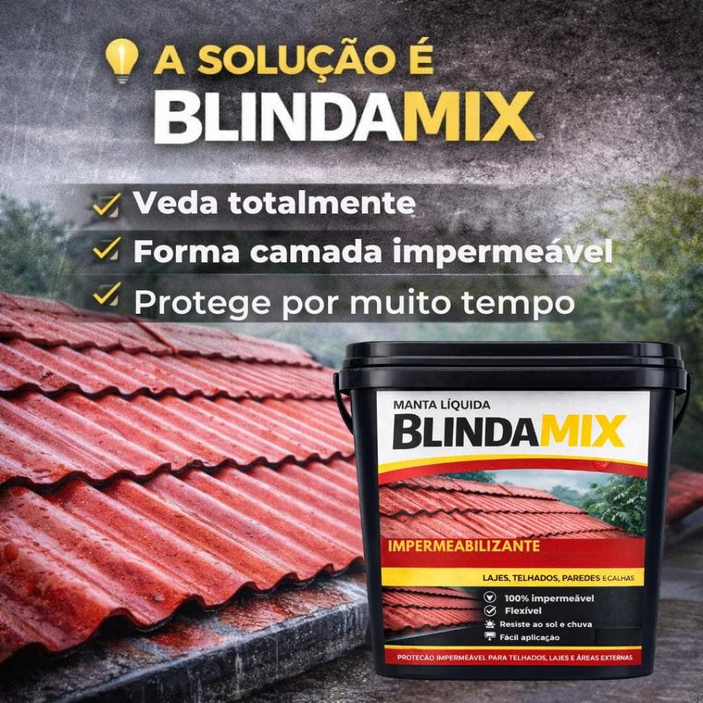 Tinta Borracha 18kg/3,6 Líquida BlindaMix Reboco Laje Paredes Super Proteção Impermeável Envio 24Hrs