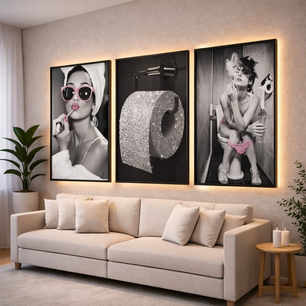 Quadros de Parede Decoração Moda Banheiro Bar Feminino