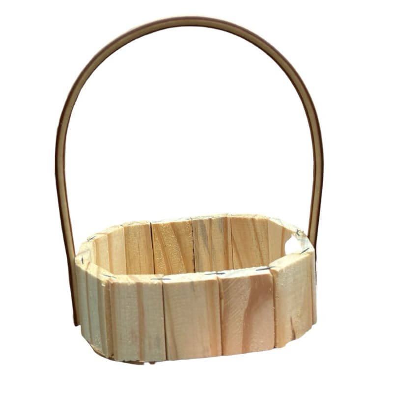 Cesta Kit C/10 Artesanal de Madeira com Alça – 16x10x5