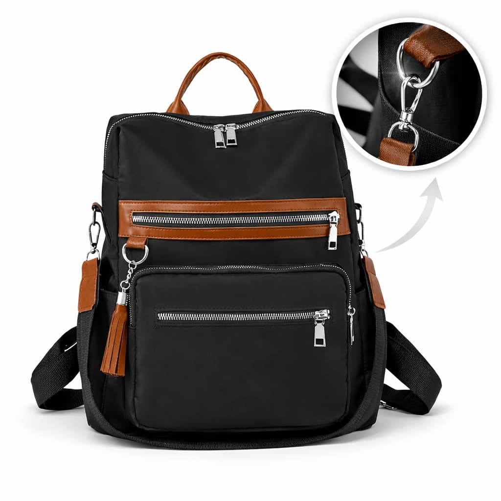 Mochila Feminina Antifurto 2 em 1 – Alça Transversal e Costas, Impermeável e Estilosa