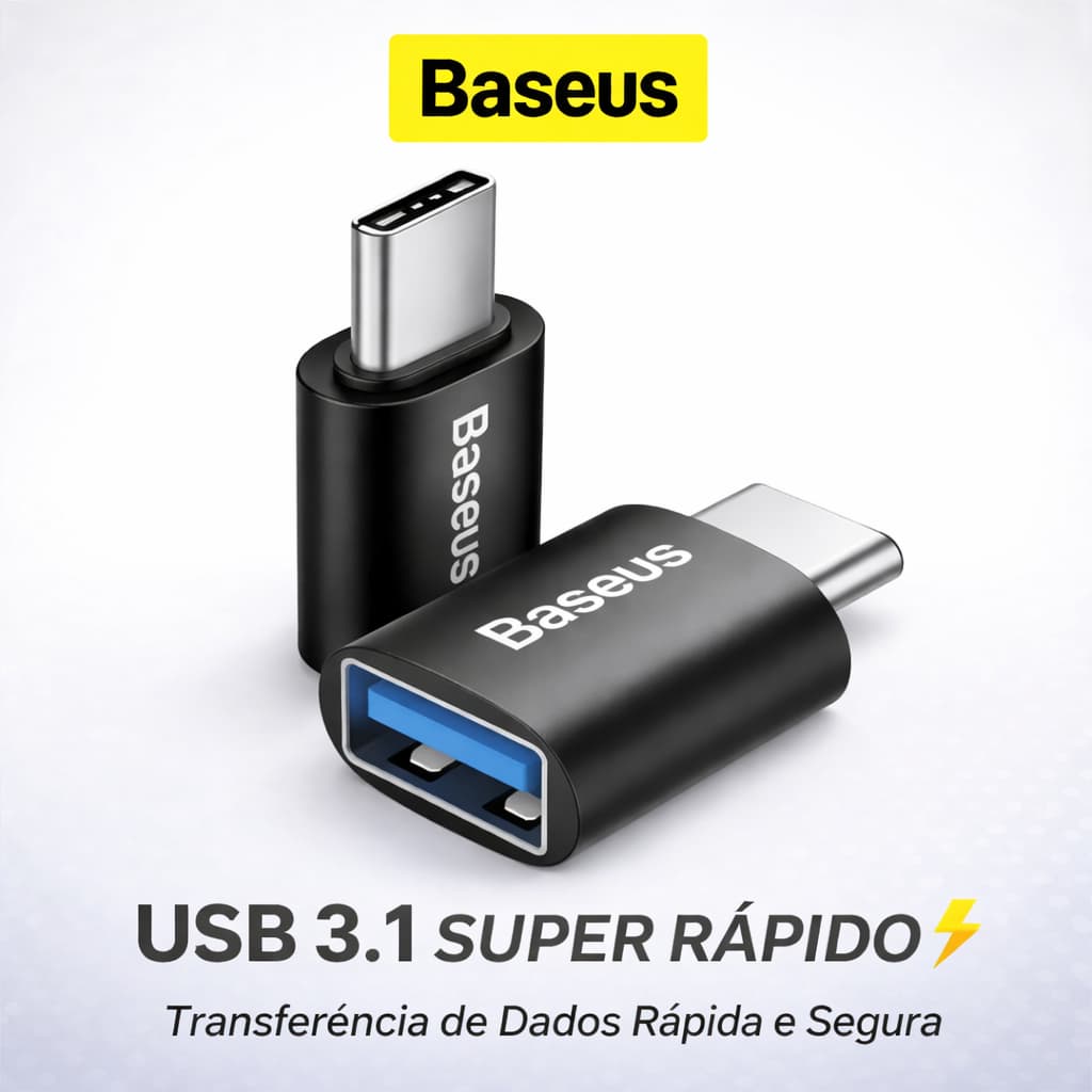 Baseus Adaptador USB 3.1 Tipo-C Macho para USB-A Fêmea - Alta Velocidade