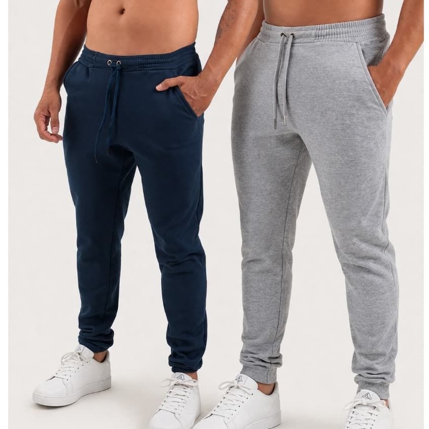 Kit 2 Peças Calça Moletom Masculina Adulto Jogger Confortável Flanelado Inverno Moletom Peluciado