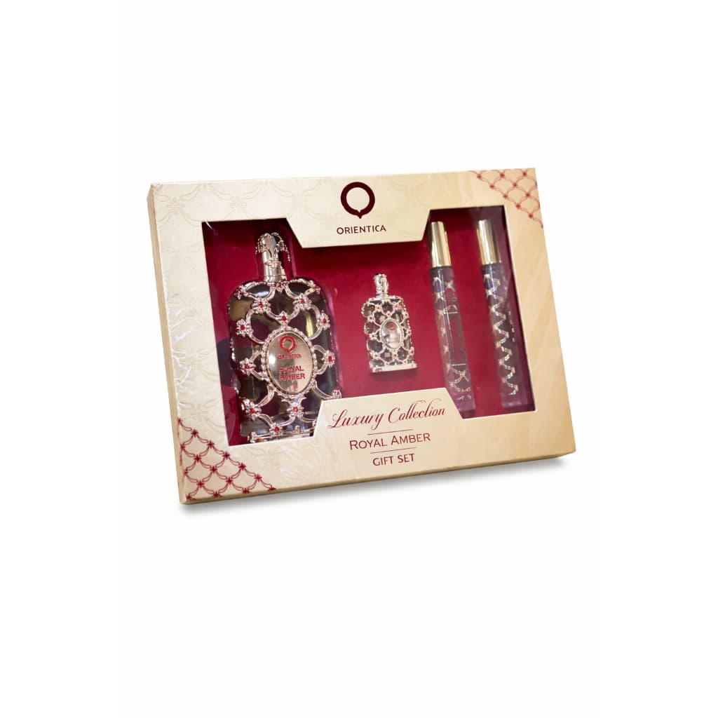 Kit Presenteável Orientica Royal Amber Gift Set Perfume Arabe Unissex, Conjunto 4 unidades |100% LEGITIMO|
