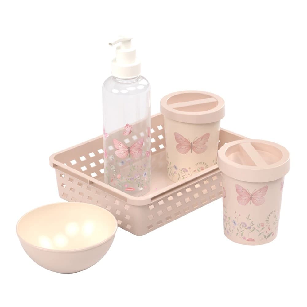 Kit Higiene Bebê 5 Peças Plasutil Organizador Porta Cotonete