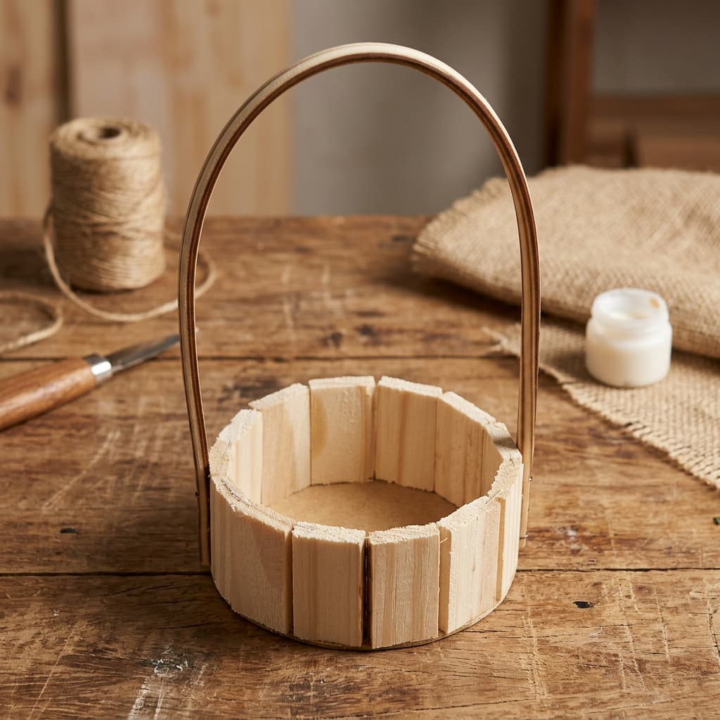 Kit Cesta Fraldeira Redonda de Madeira Pinus com Alça - Organizador Decorativo para Presentes