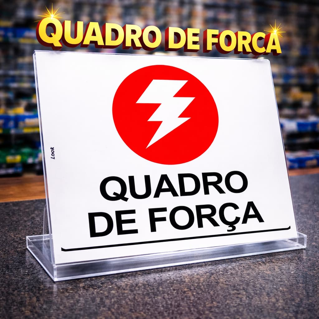 Placa Sinalização Quadro de Força Look 15x20cm 1MM Poliestireno
