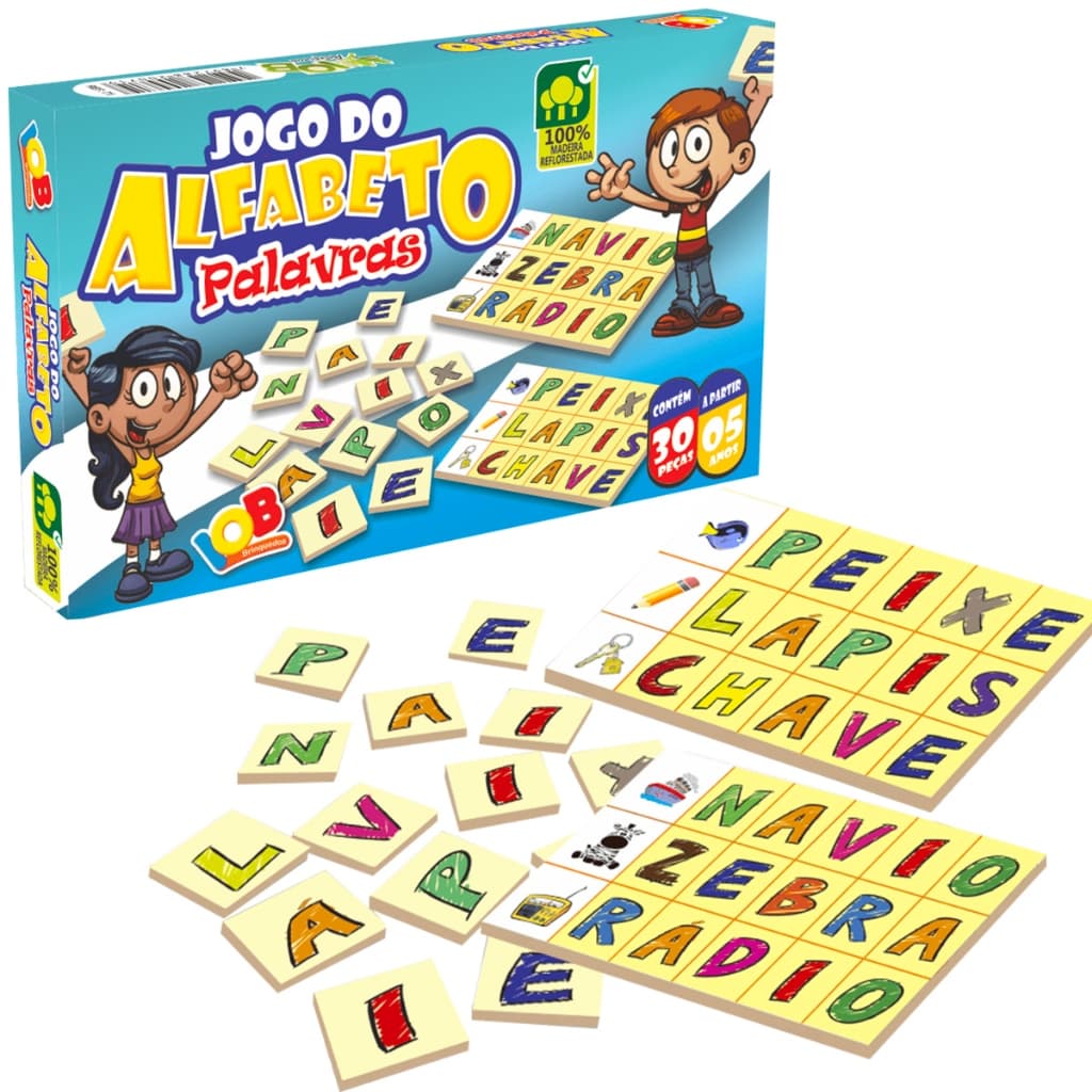 Brinquedo Educativo Jogo do Alfabeto Palavras 30 Peças IOB