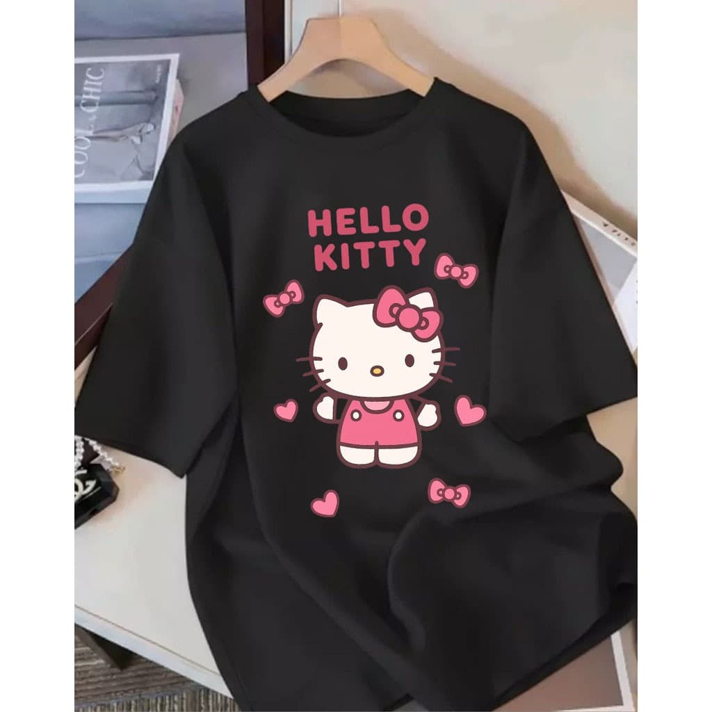 Camiseta Oversized Femenina Hello Kitty Streetwear Unissex Confortável