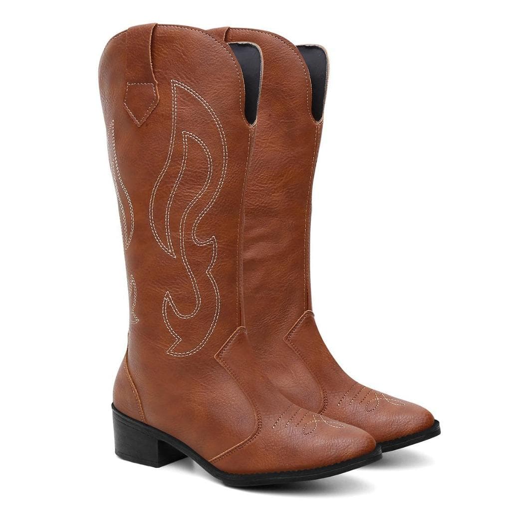Bota Feminina Vicerinne Cano Alto Western Bordado Texana Boiadeira Country