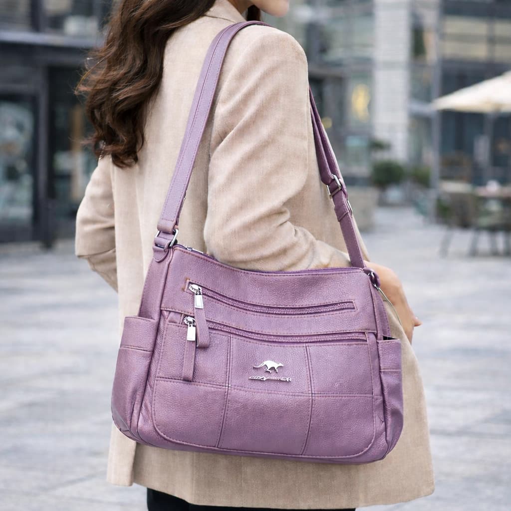 bolsa feminina transversal couro sintético Moderna E Elegante Multifuncional