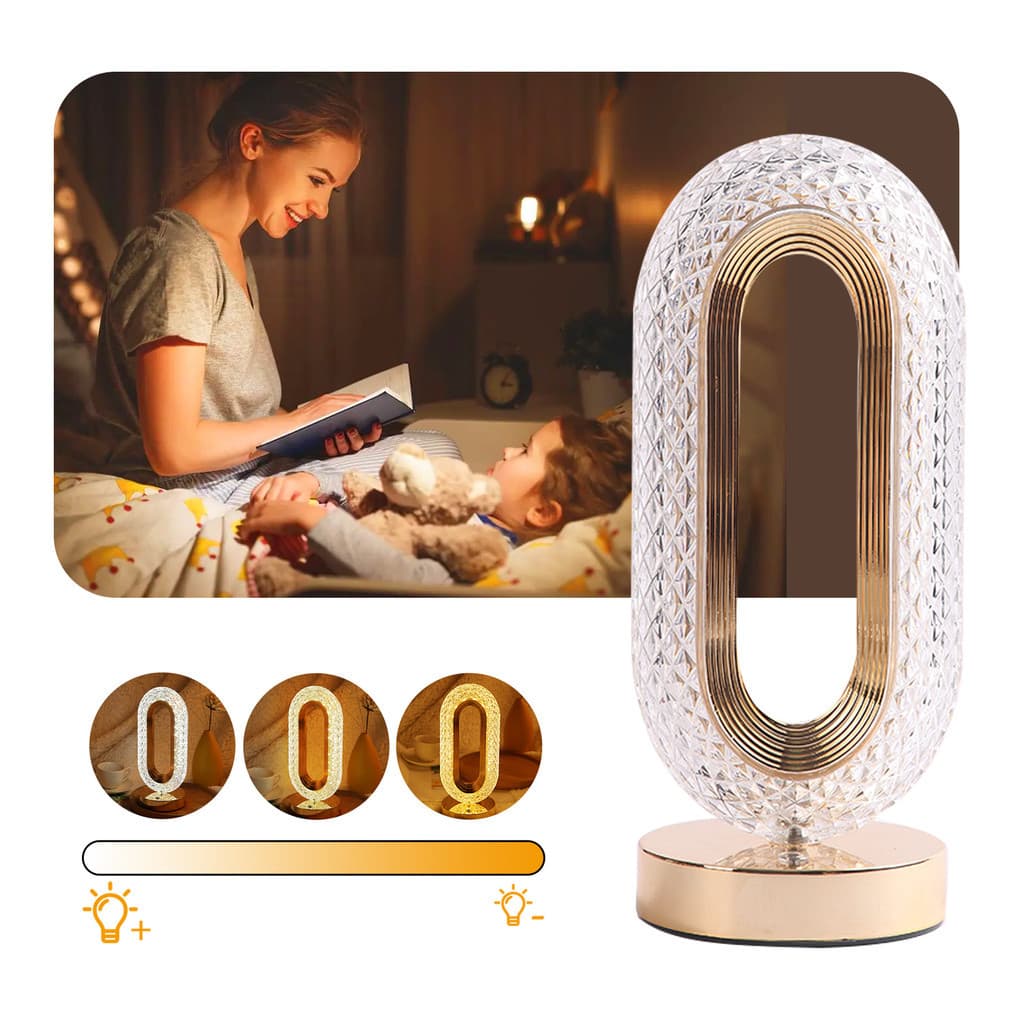 Abajur de cabeceira cristal 3 tons ajustáveis luminária para quarto LED TD-015