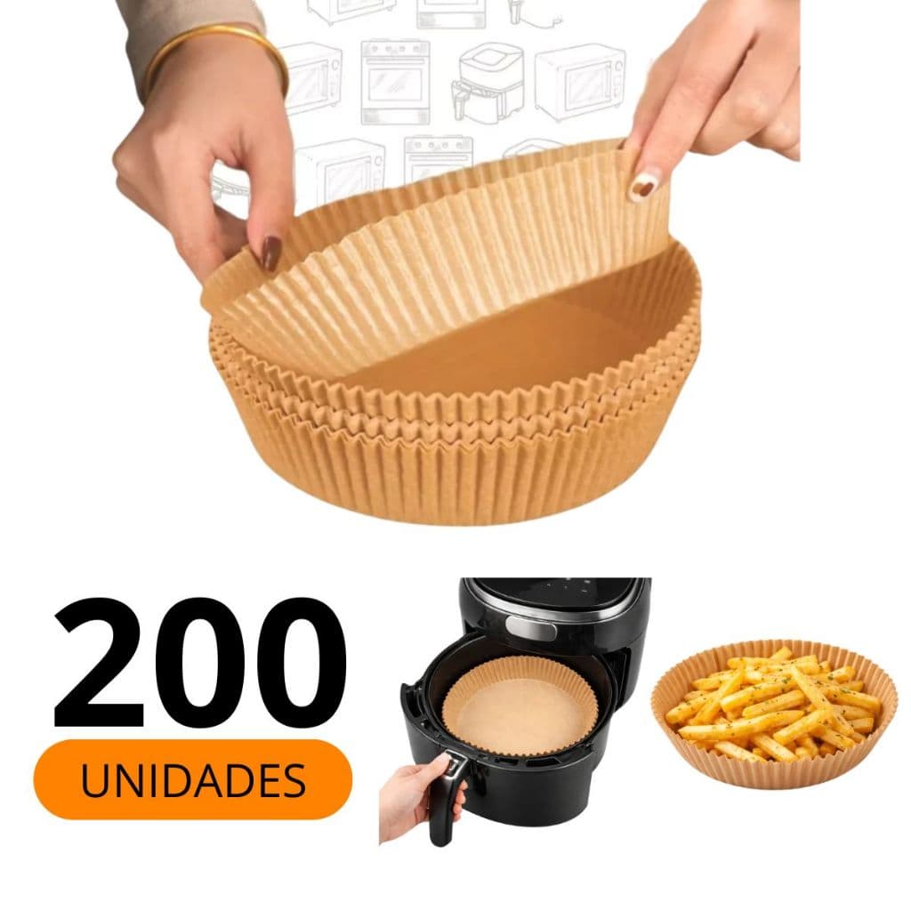 Forma De Airfryer Descartável Redondo Antiaderente Para Cozimento Papel Fritadeira Cozimento