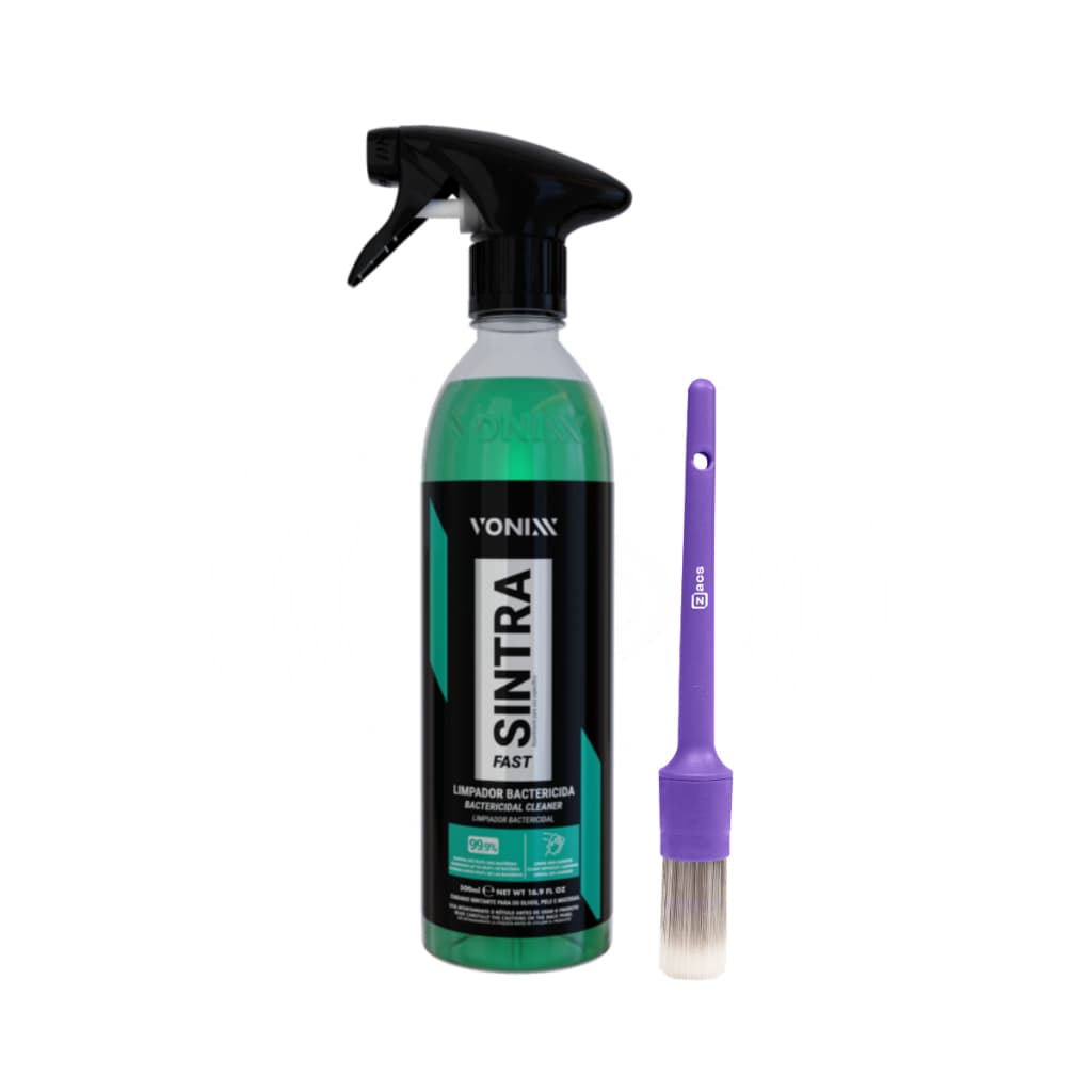 Kit Limpeza Interna Automotiva Sintra Fast 500ml + Pincel Detalhamento Nº14 Zacs Limpeza Completa