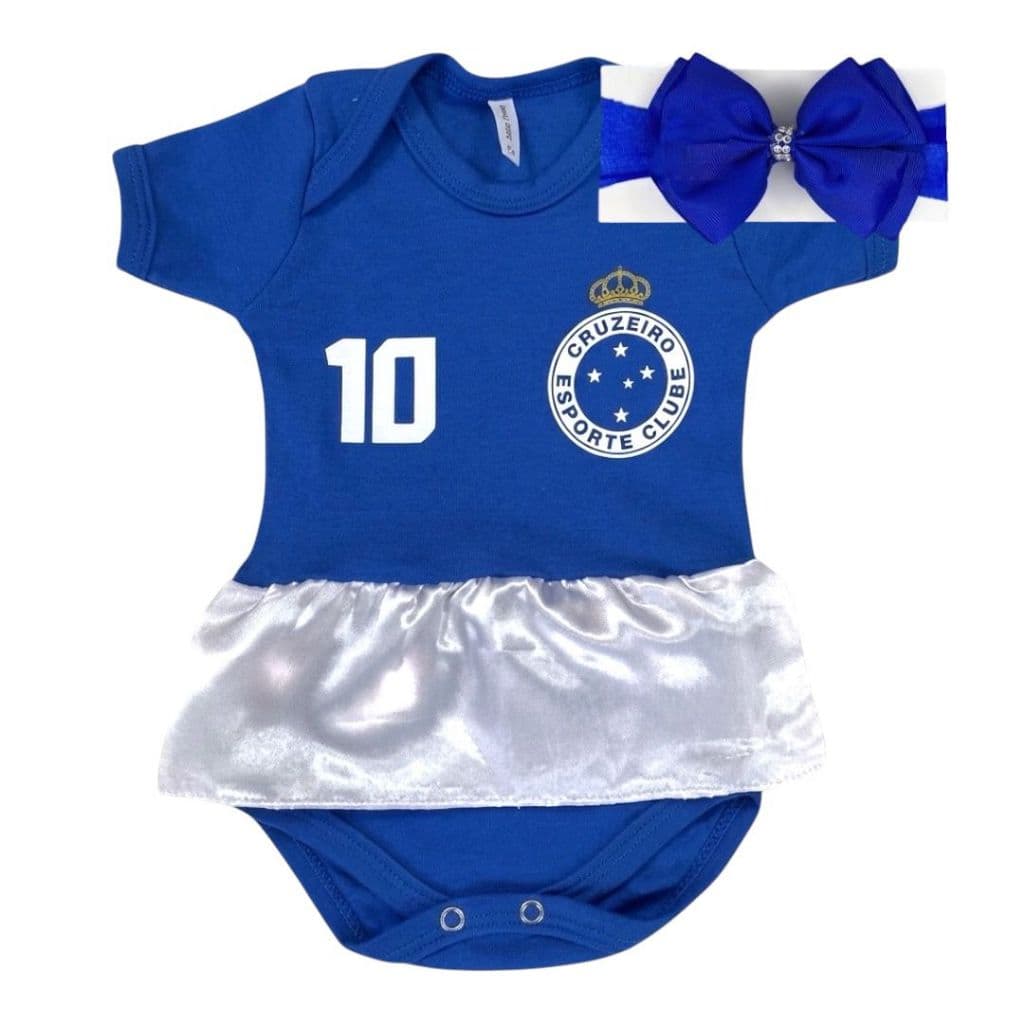 Kit Body Bebê Cruzeiro + Faixa Laço Menina Mesversário