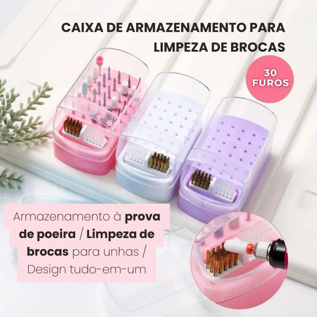 Organizador de Brocas com Escova de Limpeza - Portátil, Compacto e Prático JY-10098