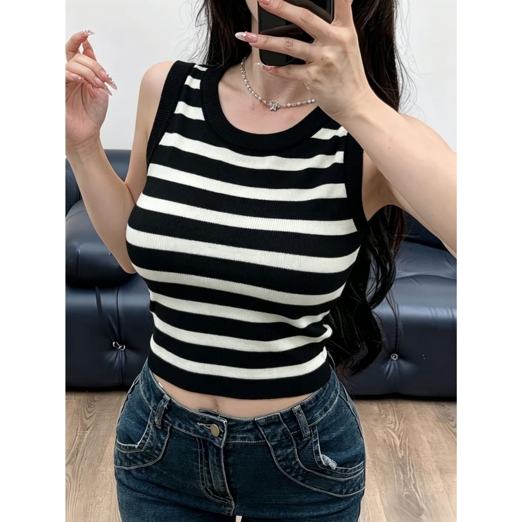 Top Cropped Listrado Feminino | Elástico e Confortável | Moda Verão 2026