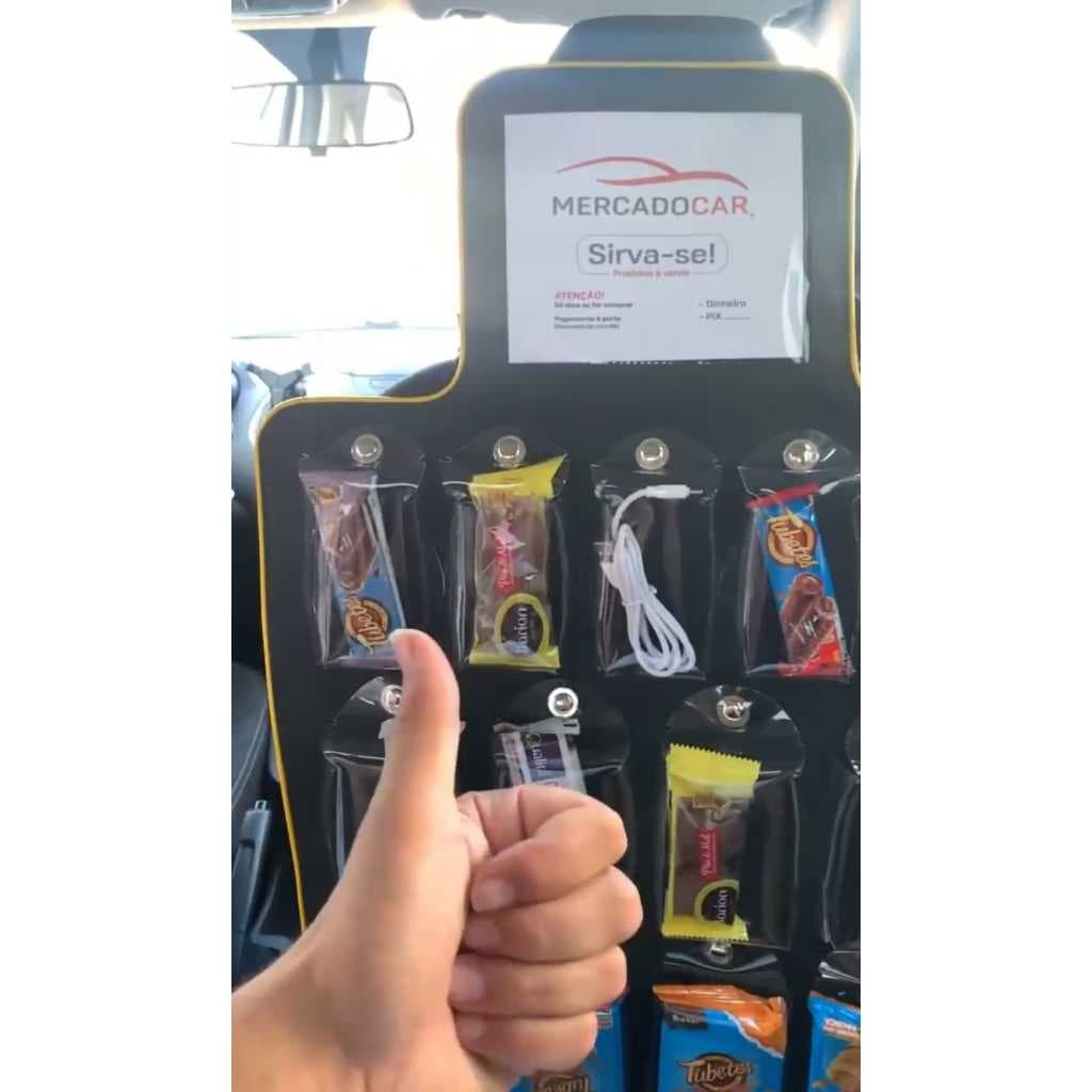 Expositor Lojinha 16 lugares com botão magnético para Venda de Produtos no Uber