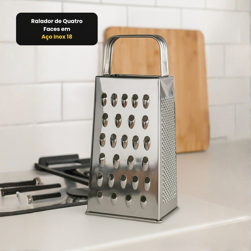 Ralador 4 Faces Aço Inox Multiuso Profissional Legumes Queijos e Frutas Reforçados
