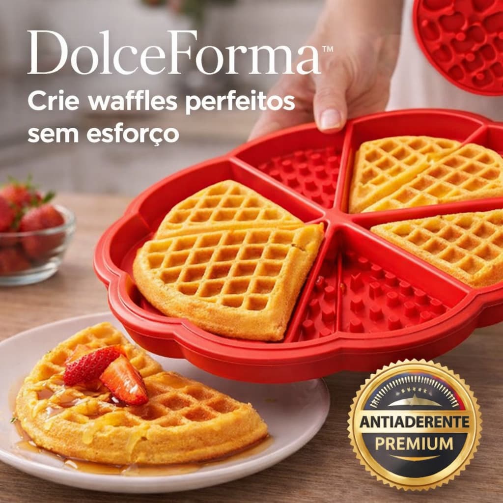 Forma de Silicone Waffle Antiaderente DolceForma Resultados Perfeitos, Não Gruda e Fácil de Limpar