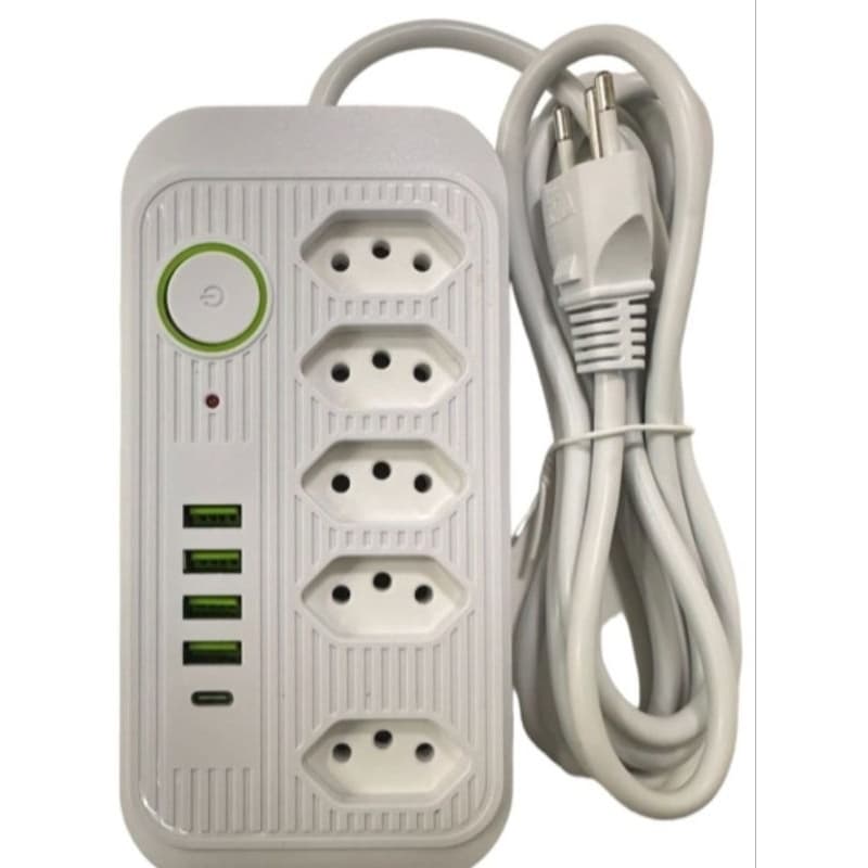 Filtro de Linha com 5 Tomadas USB Tipo-C - Retificação Síncrona e Identificação Inteligente