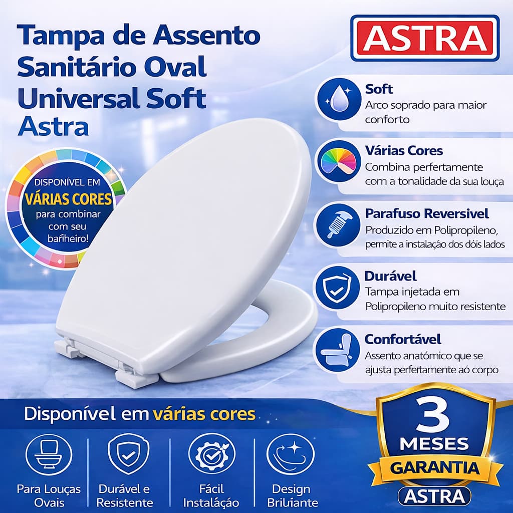 Tampa de Assento sanitário Oval Universal Soft  Astra