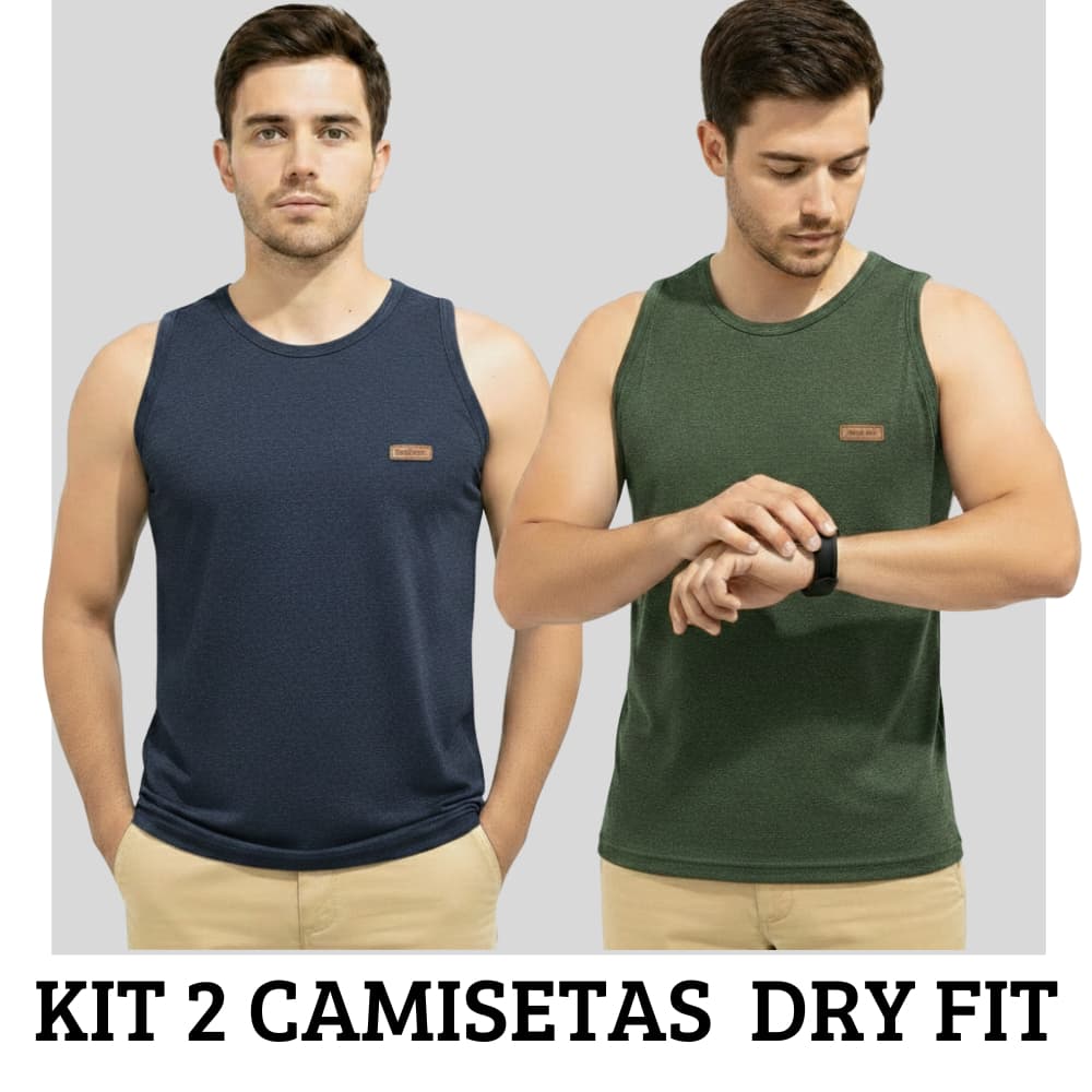 Kit 2 Camisetas Regata Masculina Dry Fit Malha Fria Academia Dry Fit Masculino Moda Fitness