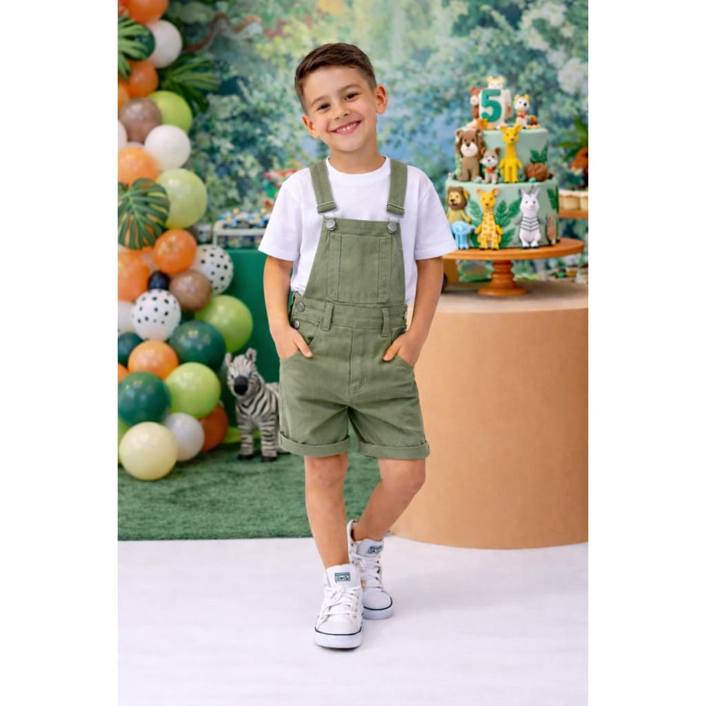 Macacão jardineira infantil menino masculino curta menino colorida salopete
