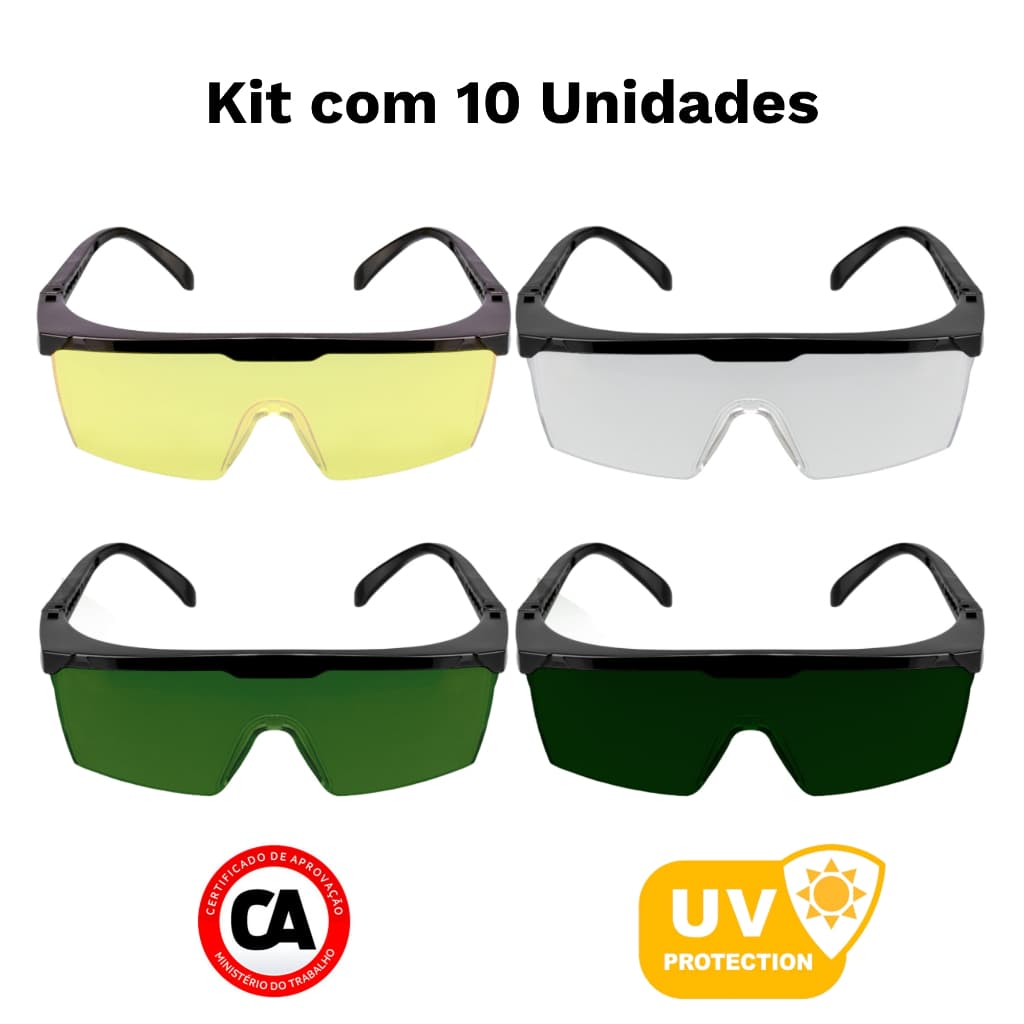 Óculos De Proteção Jaguar EPI Regulagem Profissional Anti-Impacto e Proteção UV CA 10346 - KALIPSO