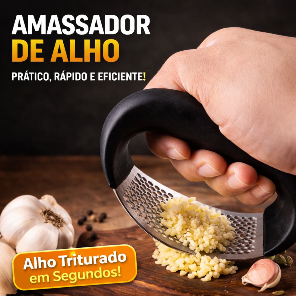 Amassador De Alho Manual Triturador Espremedor Em Aço Inox Não Deixa Cheiro Nas Mãos