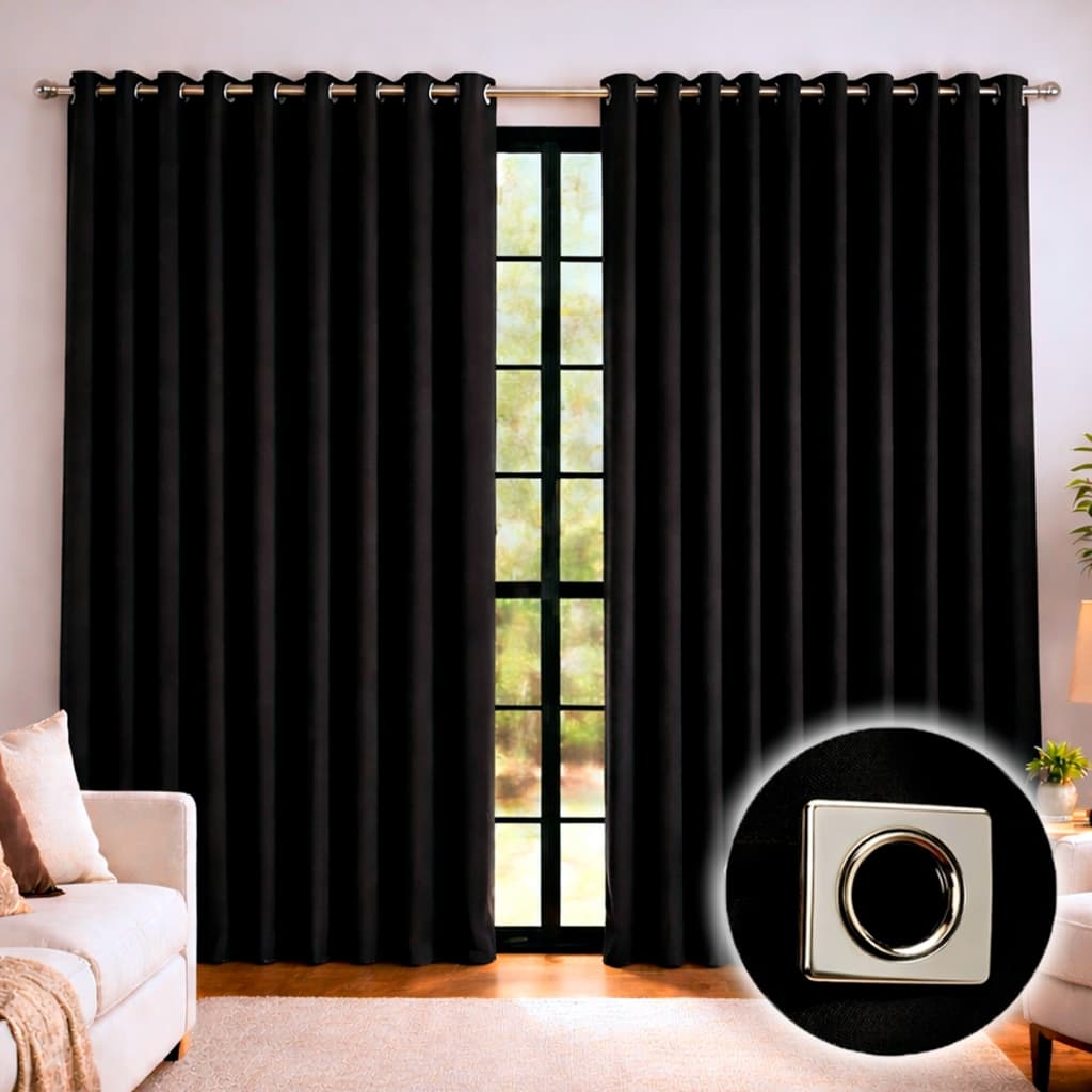 Cortina Tecido 100% Blackout 2,80m X 2,30m Corta Luz Porta Balcão Blecaute para Sala Quarto Veda Luz