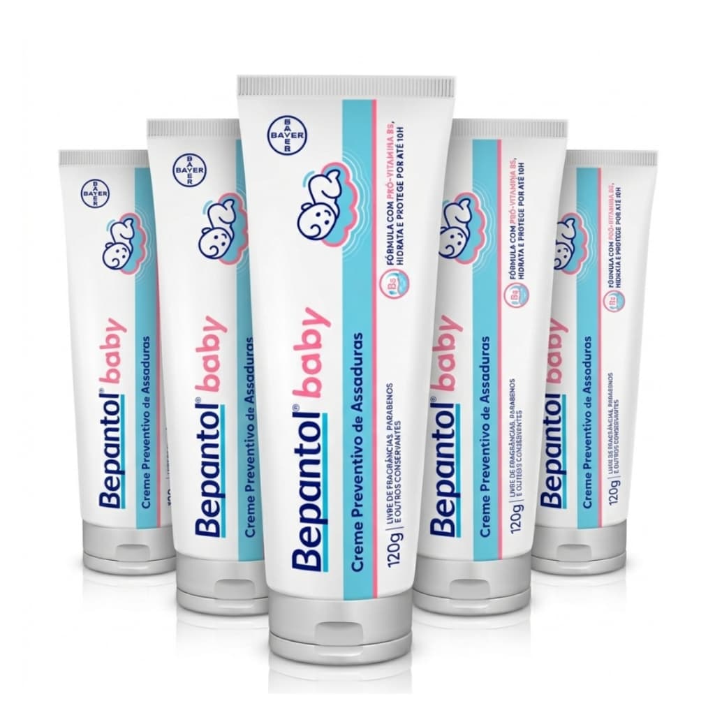 Kit com 5 Cremes Pomada de Assadura 120gr Cada -  Bepantol
