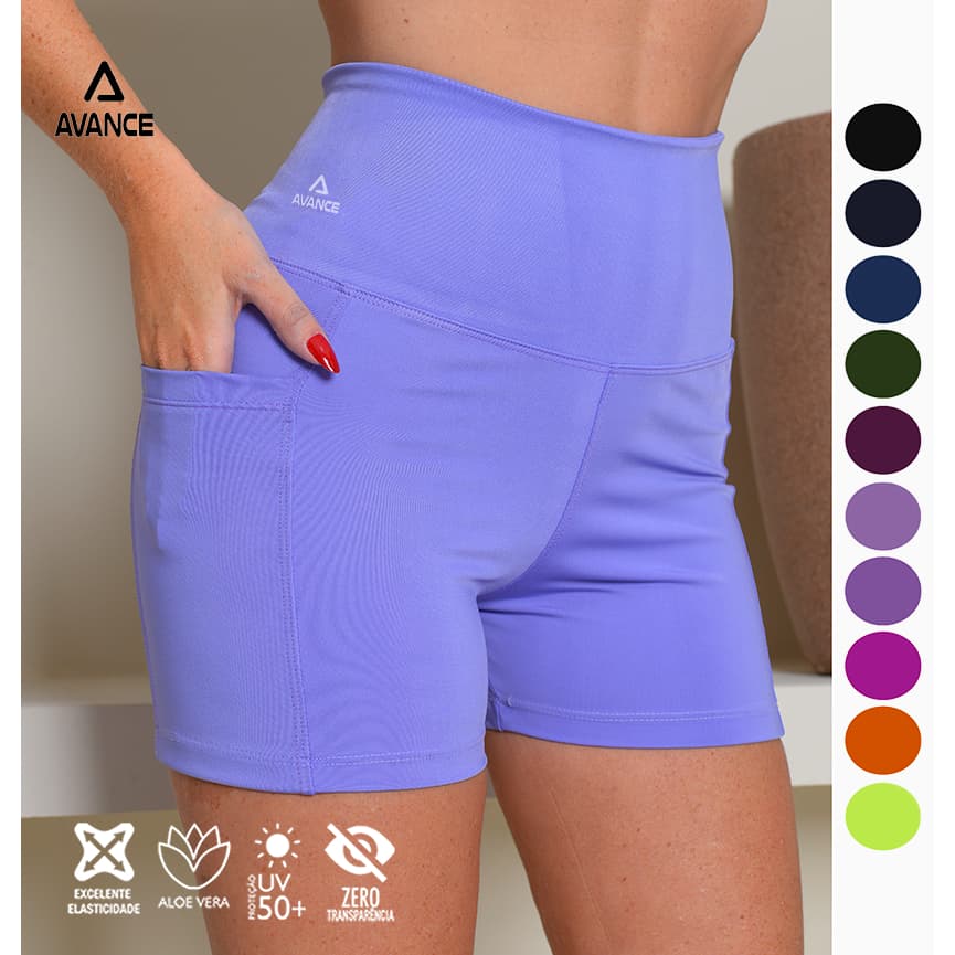 SHORT POLIAMIDA COM BOLSO ZERO TRANSPARÊNCIA REF:025