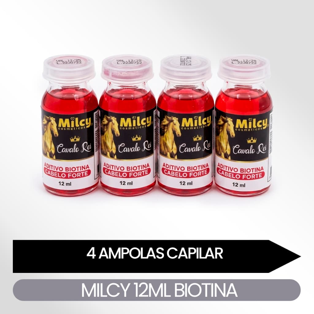 Kit Ampola Capilar Biotina 12ml Fortalecimento Crescimento Anti Queda 4 Unidades