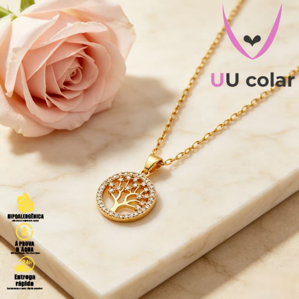 Colar Árvore da Vida com Zircônias – Elegância e Brilho para Qualquer Ocasião