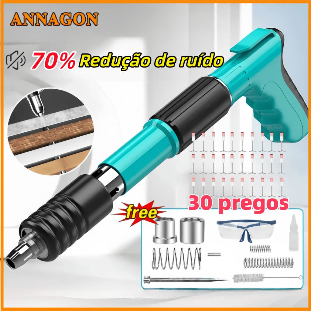 Kit Pistola de Fixação Profissional Inclui 30 pinos grátis 27mm Manual e Portátil para Uso Doméstico